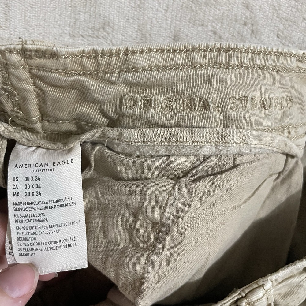 American Eagle Outfitters Pants Mens 29x34 Tan Cargo Original Straight Military - Picture 3 of 8